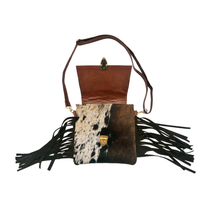 Fleurbleu Mini Floral Tooled Leather Cowhide Fringe Purse