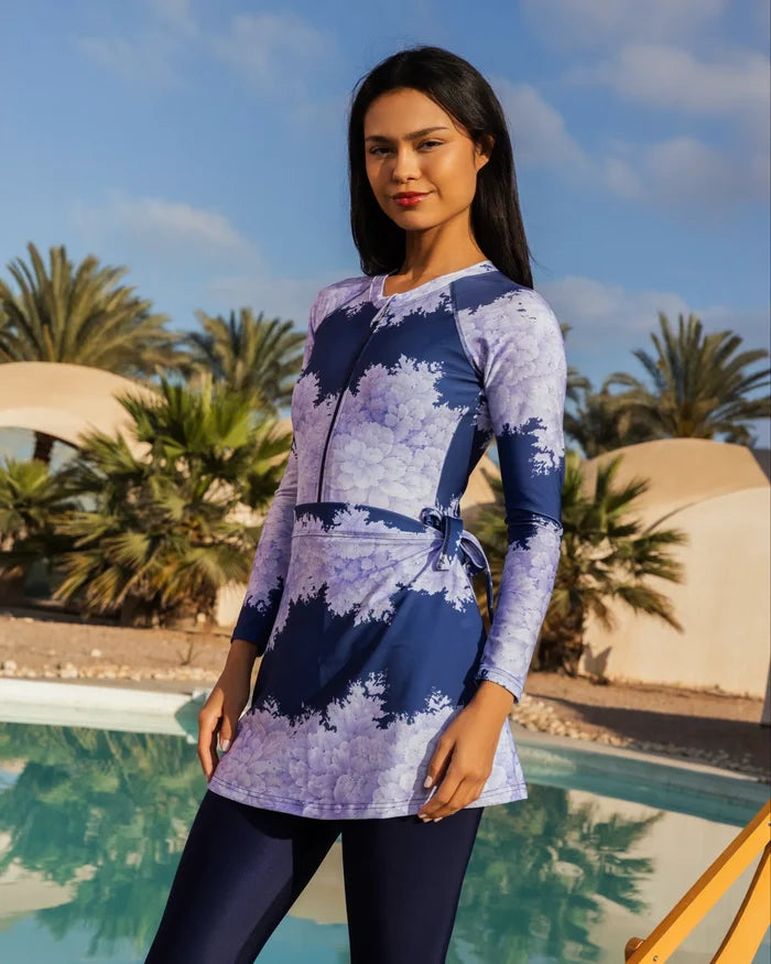 blue floral burkini