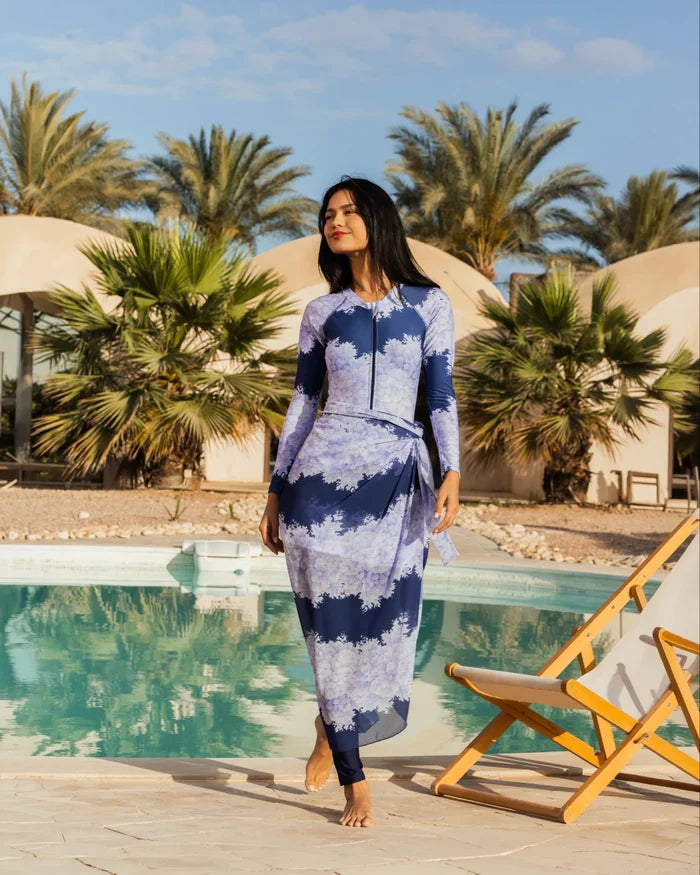 blue floral burkini