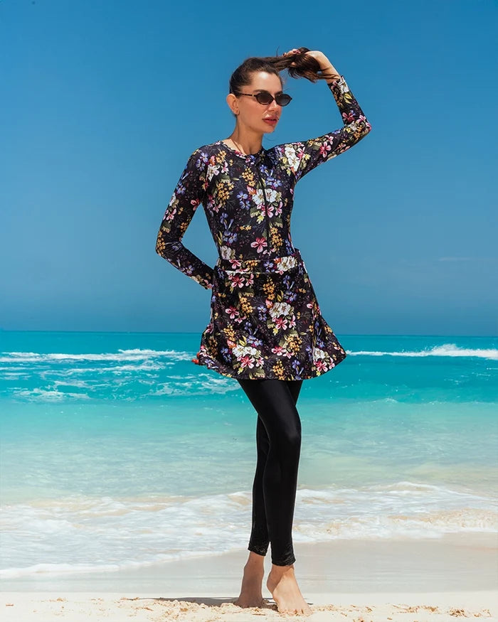 black floral burkini