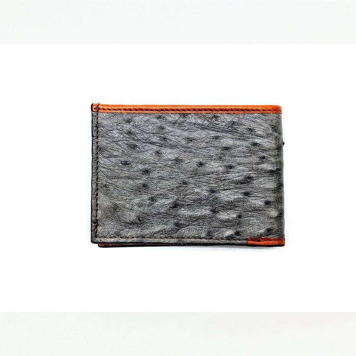 Genuine Ostrich Leather Bifold Wallet – Handmade Exotic Leather with ID Window & 6 Card Slots