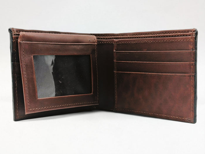 Genuine Ostrich Leather Bifold Wallet – Handmade Exotic Leather with ID Window & 6 Card Slots
