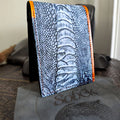Genuine Ostrich Leg Bifold Wallet – Blue Jean Suede Finish | Handmade by Sobek