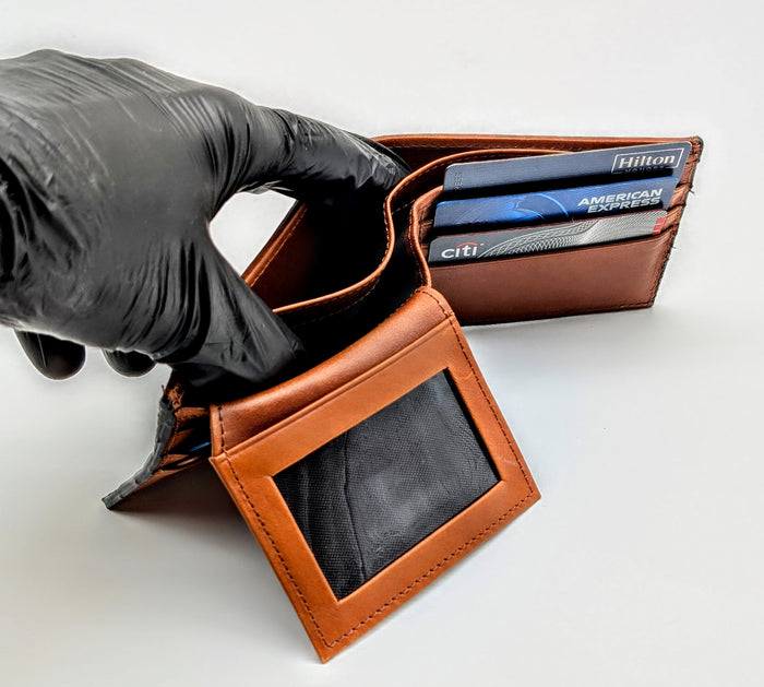 Genuine Ostrich Leg Bifold Wallet – Blue Jean Suede Finish | Handmade by Sobek