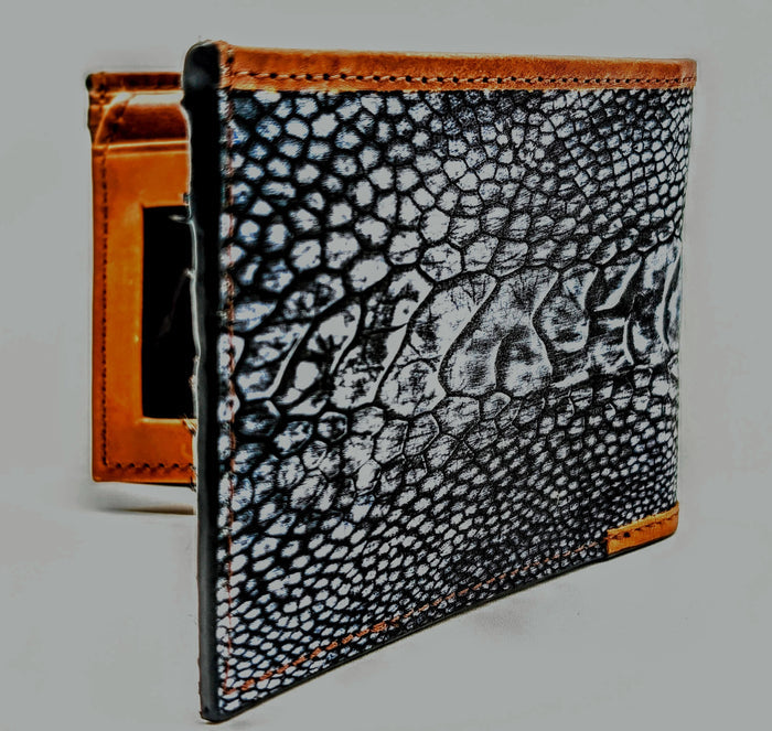 Genuine Ostrich Leg Bifold Wallet – Blue Jean Suede Finish | Handmade by Sobek