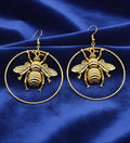 Amanda Bright Designs Golden Bee Hoop Earrings