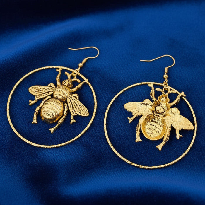 Amanda Bright Designs Gold bee-shaped hoop earrings