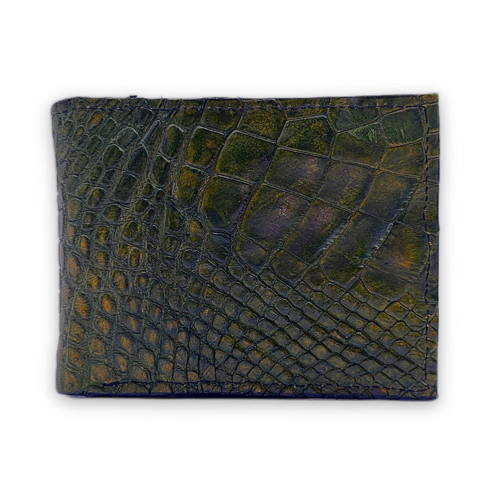 Green Alligator Leather Bifold Wallet