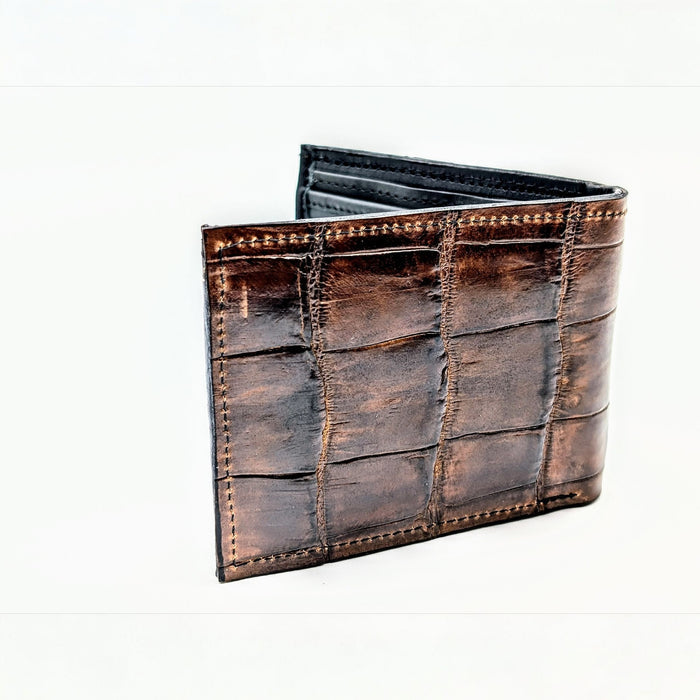 Handmade Alligator Leather Wallet – Luxury Bifold with 6 Card Slots and Dual Bill Compartment