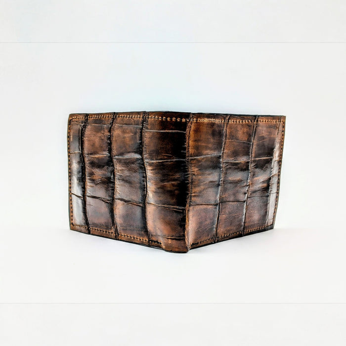 Handmade Alligator Leather Wallet – Luxury Bifold with 6 Card Slots and Dual Bill Compartment