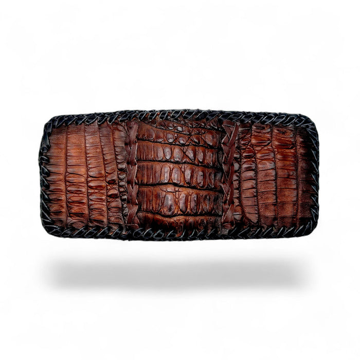 Handmade Hornback Alligator Leather Wallet – Whipstitched Bifold with Leather Interior