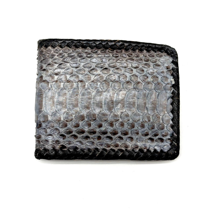 Handmade Snakeskin Billfold Wallet, Whipstitch Edge, Dual Compartments, Gift for him