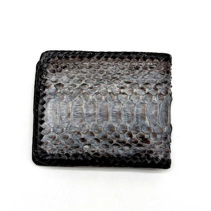 Handmade Snakeskin Billfold Wallet, Whipstitch Edge, Dual Compartments, Gift for him