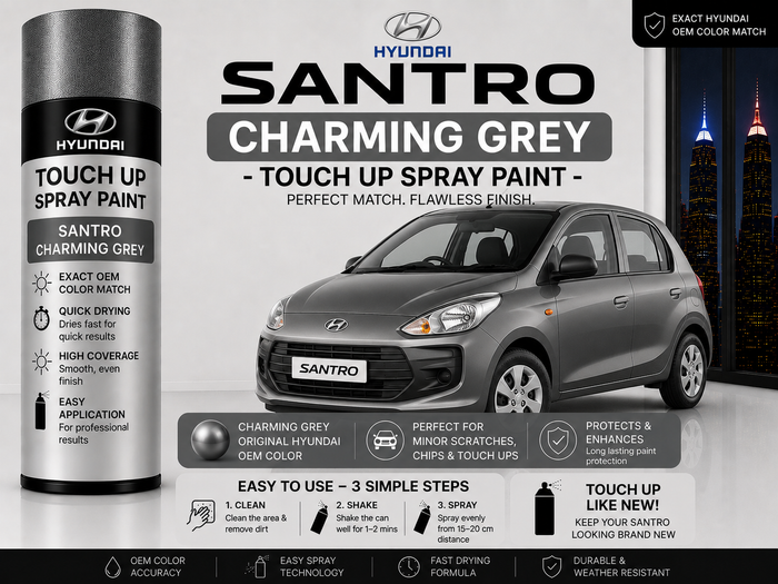 Hyundai Santro Charming Grey Touch Up Spray Paint – OEM Color Match | LIHA Aerosols 500ml