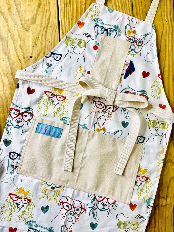 Dogs wearing glasses apron fashion fun colorful apron