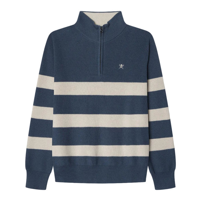 Hackett LondonKnitted Stripe Quarter Zip Jumper5063261860566SAVANNA