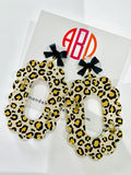 Amanda Bright Design leopard and black bow statement earring acrylic USA made