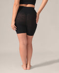 Person wearing black high-waisted undershorts with a leopard pattern