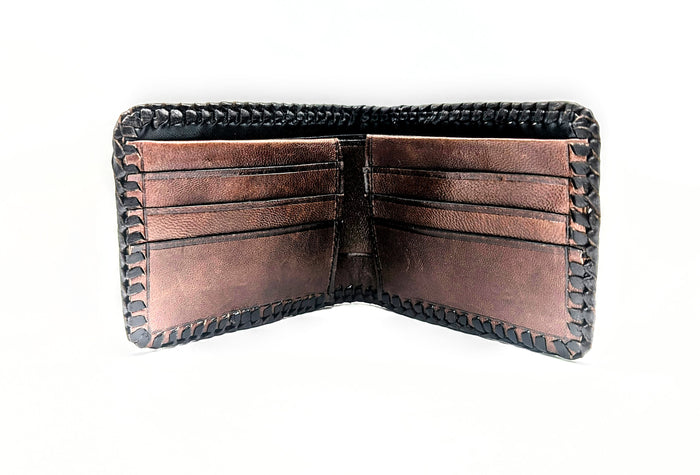 Lizard Leather Whipstitch Bifold Wallet, Bifold, 6 Card  Slot, Cowboy Western Wallet, Men's Wallet, Leather Wallet