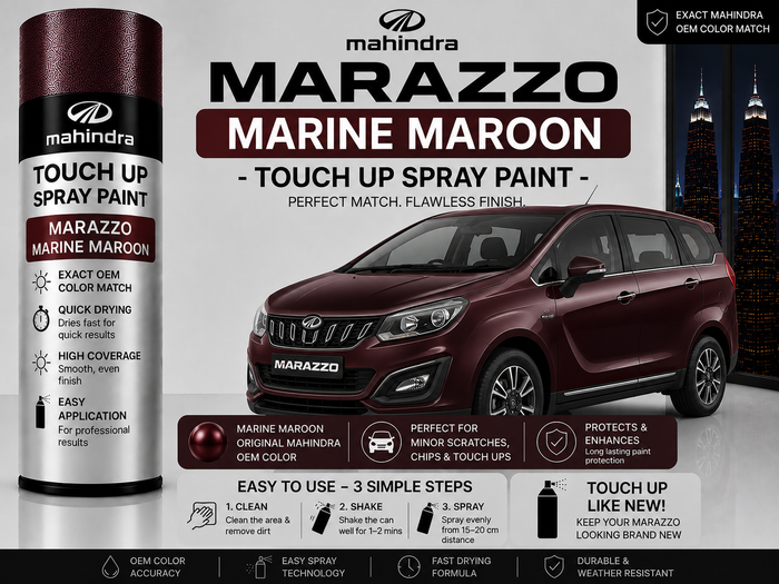 Mahindra Marazzo Marine Maroon Touch Up Spray Paint – OEM Color Match | LIHA Aerosols 500ml