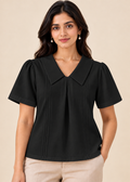 Flurr black Maison Collar Top for women front pose