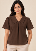 Flurr brown Maison Collar Top for women front pose