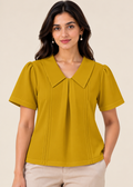 Flurr mustard Maison Collar Top for women front pose