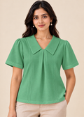 Flurr green Maison Collar Top for women front pose