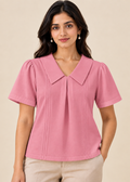 Flurr pink Maison Collar Top for women front pose