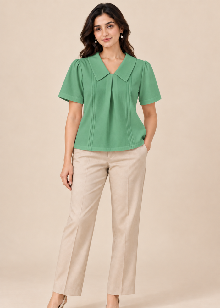 Flurr green Maison Collar Top women’s office look