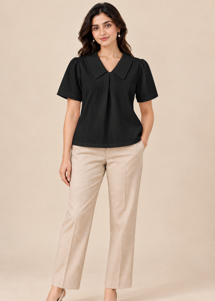 Flurr black Maison Collar Top women’s office look