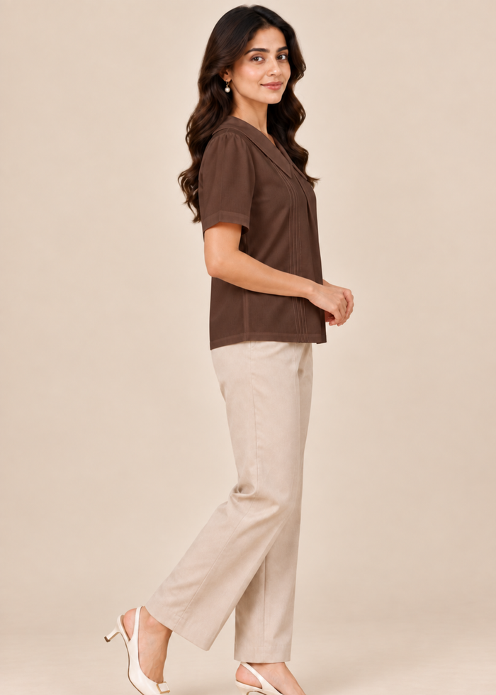 Flurr brown Maison Collar Top right side view
