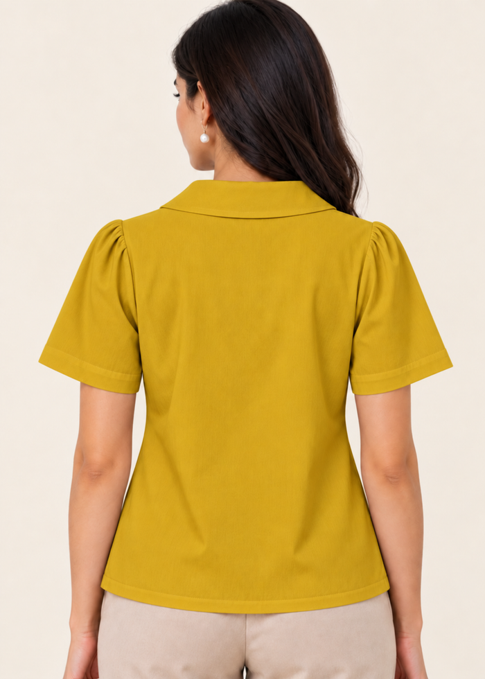 Flurr mustard Maison Collar Top back view