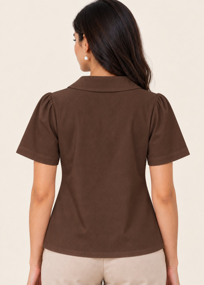 Flurr brown Maison Collar Top back view