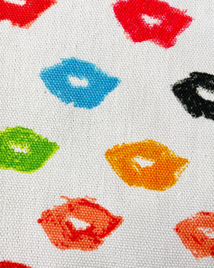 Amanda Bright Designs Marilyn Lipstick Apron Hollywood Glamour Icon red pink orange green blue black pouty lips fabric pattern