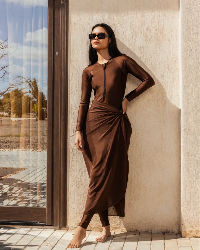 brown shiny Burkini