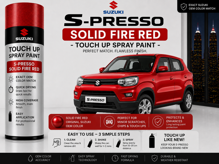 Maruti Suzuki S-Presso Solid Fire Red Touch Up Spray Paint – OEM Color Match | LIHA Aerosols 500ml