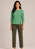 Flurr Mira asymmetric top in green – front view