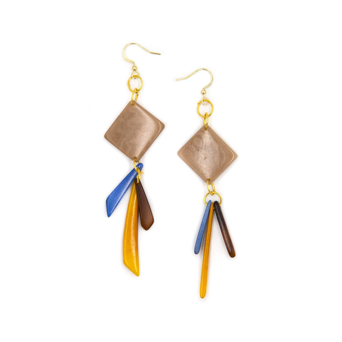 Petra Earrings-Cafe con Leche - Yellow-Tagua by Soraya Cedeno