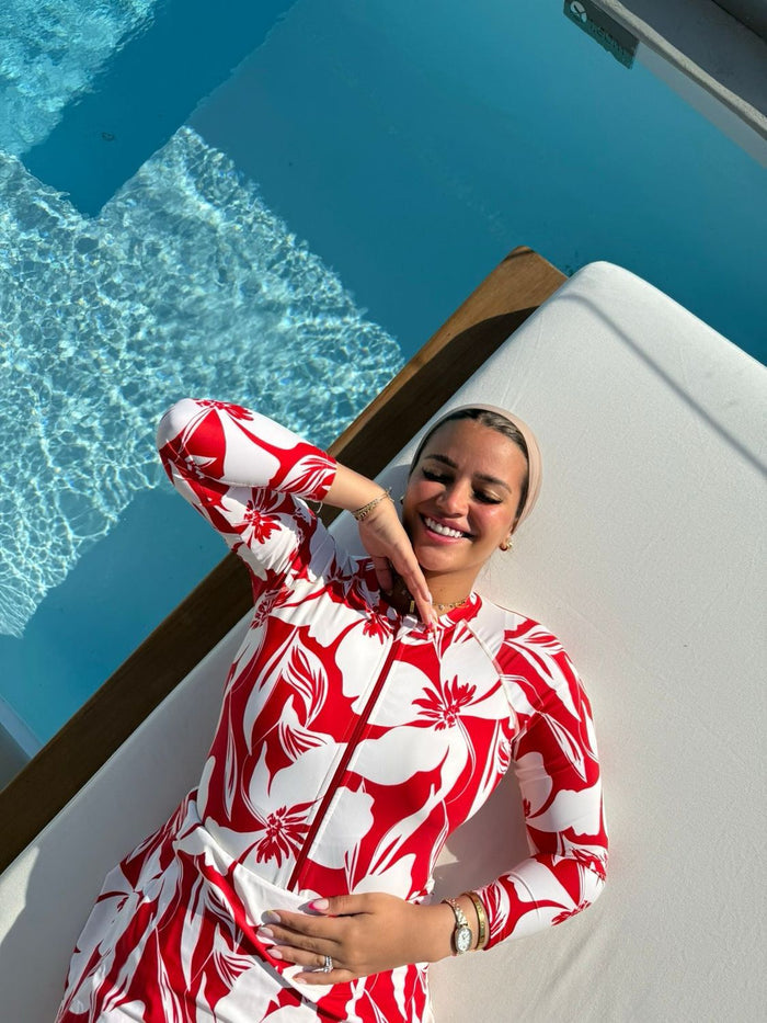 red floral burkini
