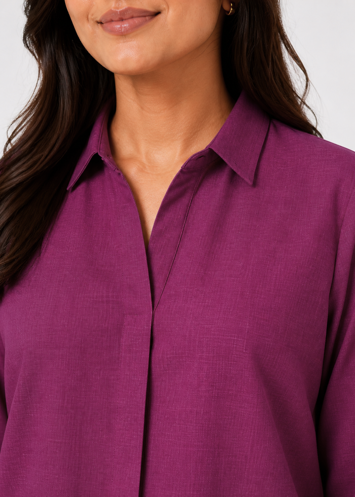Self Design Shirt Collar Top for Women