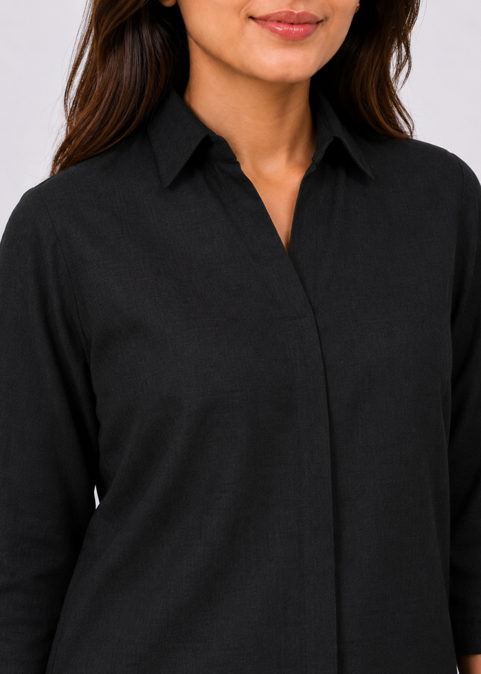 Self Design Shirt Collar Top for Women