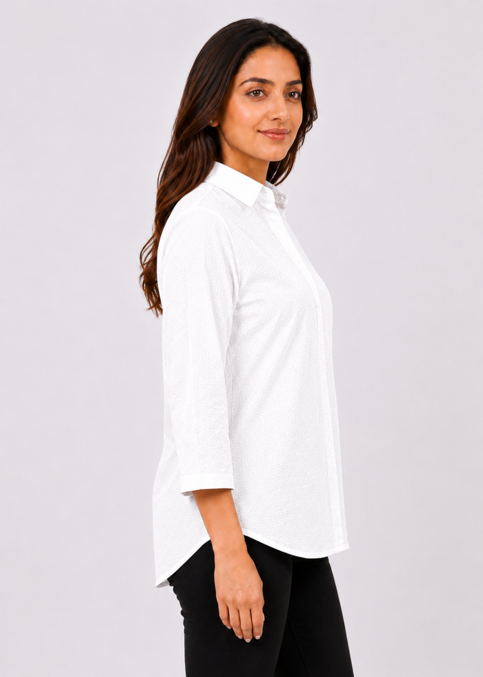 Self Design Shirt Collar Top for Women