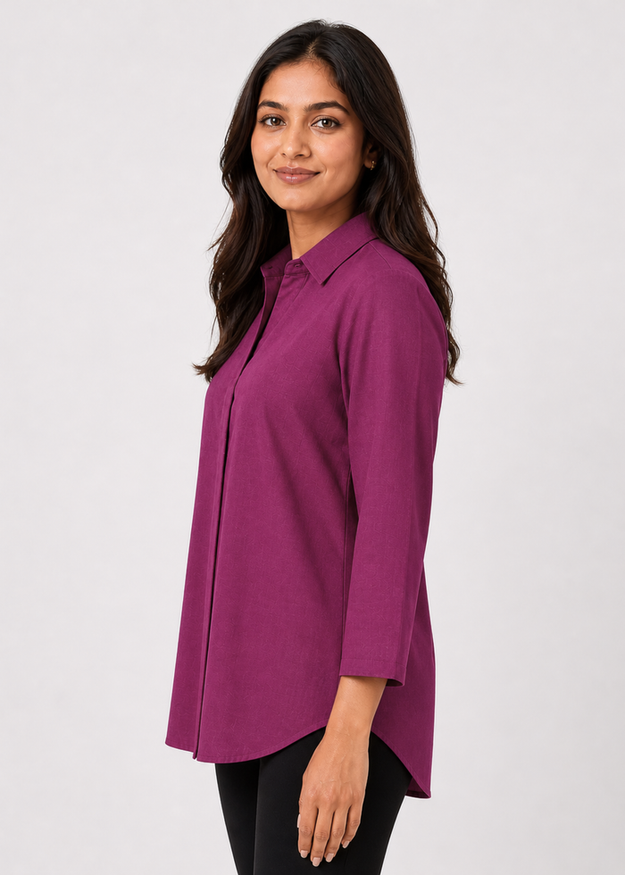 Self Design Shirt Collar Top for Women