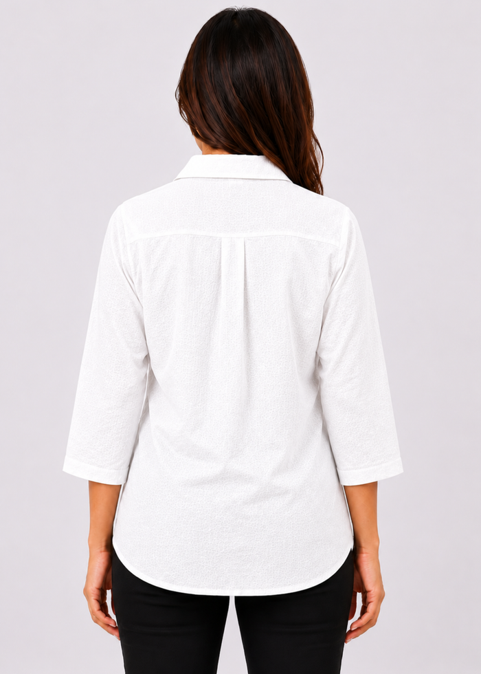 Self Design Shirt Collar Top for Women