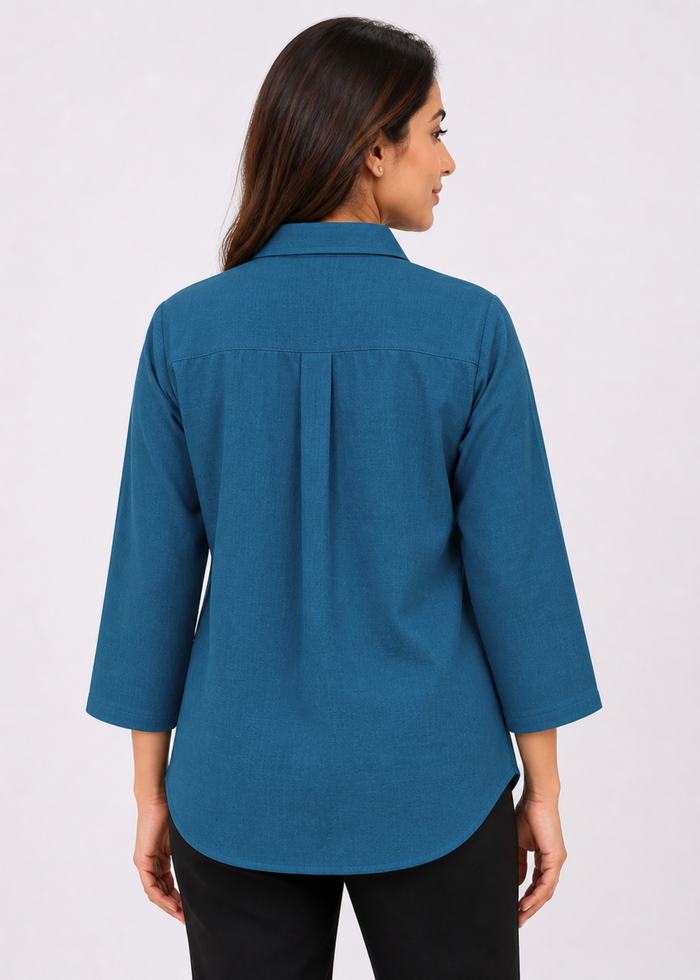 Self Design Shirt Collar Top for Women