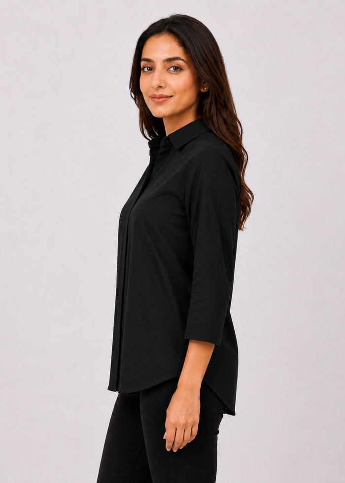 Self Design Shirt Collar Top for Women