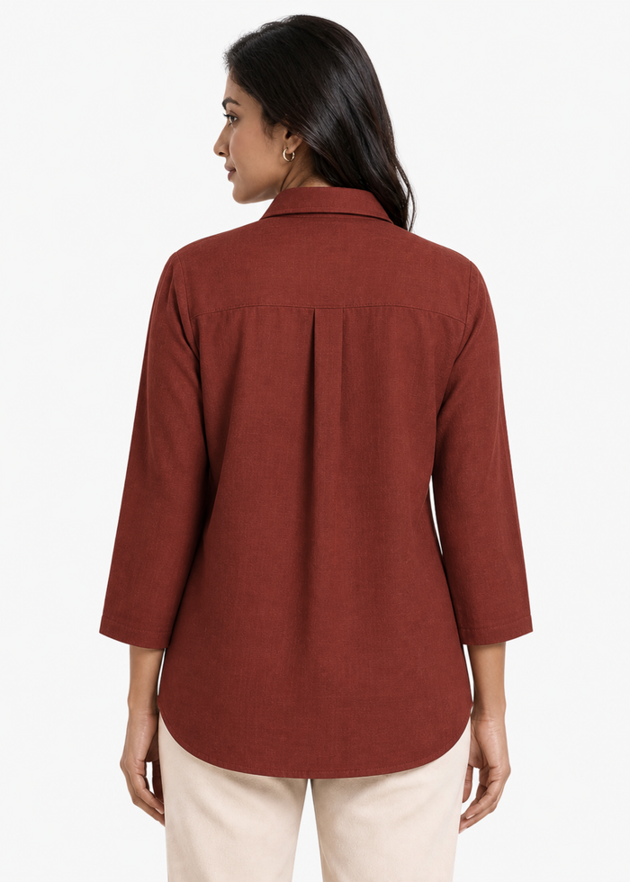 Self Design Shirt Collar Top for Women