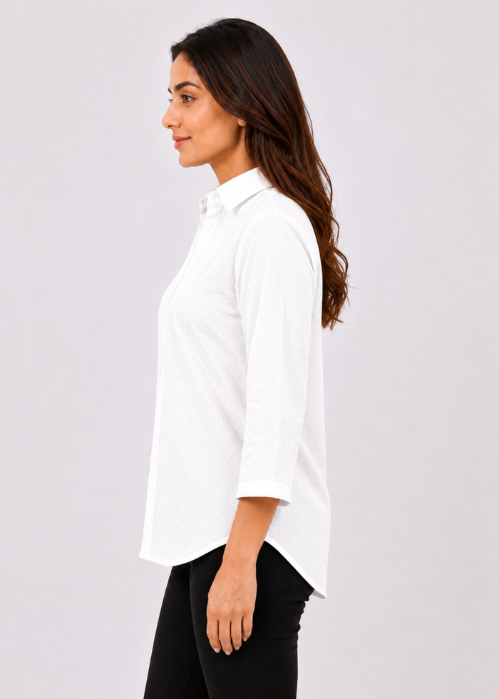 Self Design Shirt Collar Top for Women