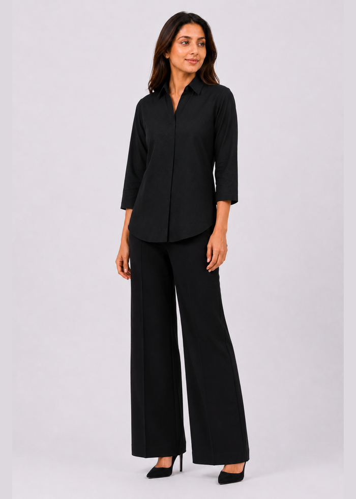 Self Design Shirt Collar Top for Women